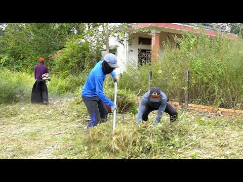 AMAZING, Helping CLEAN UP the Abandoned House with Overgrown Grass, satisfying transformation