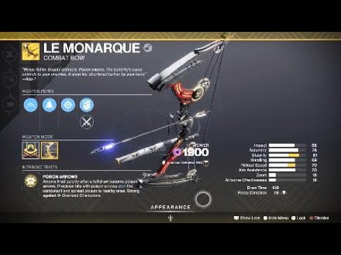Le Monarque Exotic Weapon & Catalyst – Destiny 2
