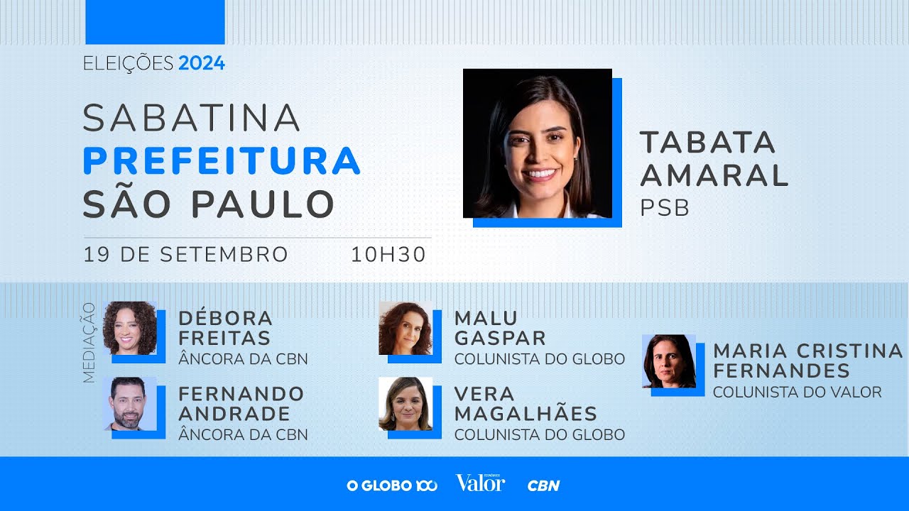 Tabata Amaral: sabatina com candidatos à prefeitura de São Paulo