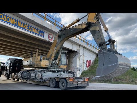 Transporting The Caterpillar 365B Excavator By Side - Fasoulas Heavy Transports