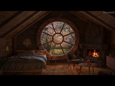 ⛈️ Sleep Oasis: Cozy Hut Ambience with Rain and Fire Sounds - ASMR