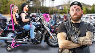 Putting Training Wheels on My Motorcycle & Going to a Biker Meet