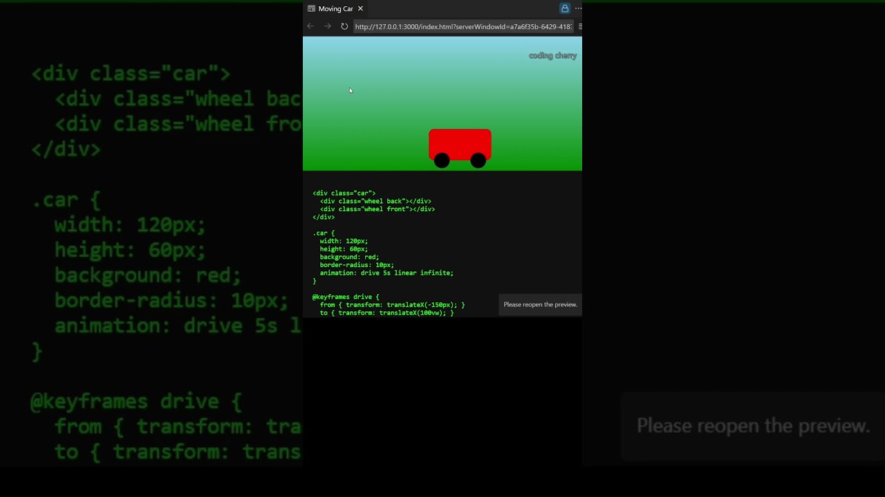 Moving Car Animation Using CSS & JavaScript | Beginner Project 🚗