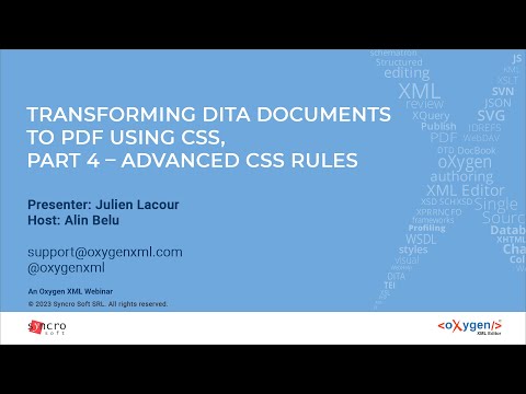 Webinar: Transforming DITA documents to PDF using CSS, Part 4 – Advanced CSS Rules