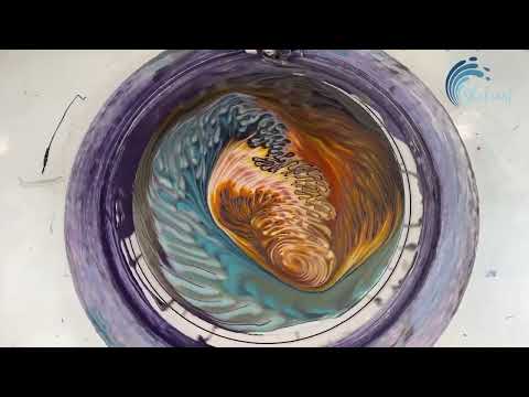 378. Sheleeart Fluid Artist - Blue and Gold Straight Pour