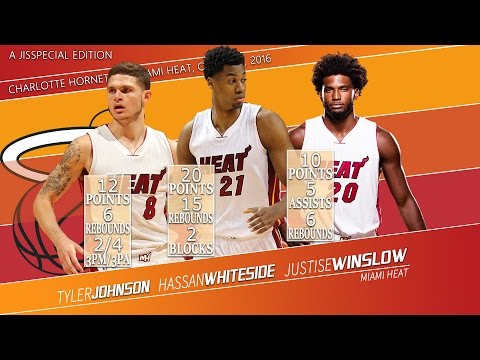 2016.10.28 Hornets vs Heat T. Johnson, Winslow, Whiteside Highlights, 42 points, 27 rebs combined!