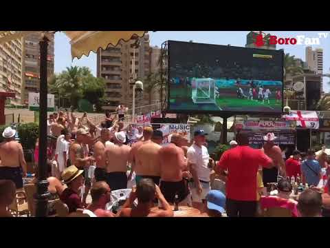 ENGLAND FANS IN BENIDORM SING SWEET CAROLINE AND THE NATIONAL ANTHEM