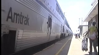 preview picture of video 'Amtrak's Southwest Chief with Mail & Express, Fort Madison, IA June 2004'