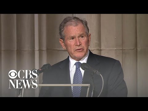 Former President George W. Bush delivers final eulogy at father's funeral