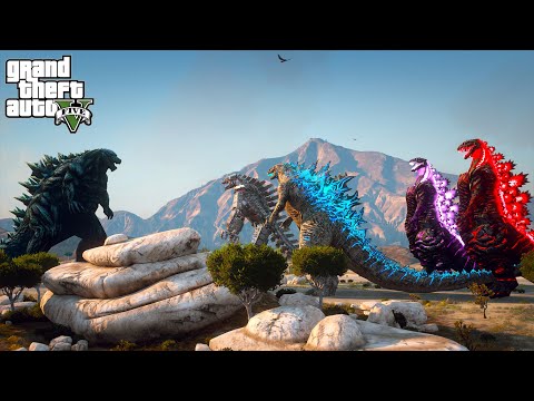Godzilla Earth vs Godzilla, Shin Godzilla and Mechagodzilla EPIC Battle - GTA V Mods