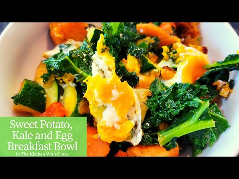 Quick & Easy Healthy Breakfast Bowl Recipe with Egg, Kale and Sweet Potato