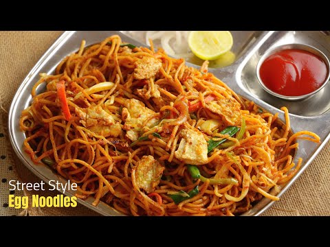ఎగ్ న్యుడిల్ || how to make easy street food style egg noodles at home in telugu by vismai food