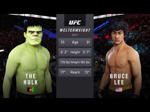 Hulk vs. Bruce Lee (EA Sports UFC 3) - CPU vs. CPU - Crazy UFC 👊🤪