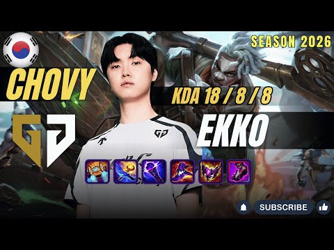 GEN Chovy EKKO vs TT Heru ORIANNA Mid - Patch 26.1 KR Ranked | lolrec
