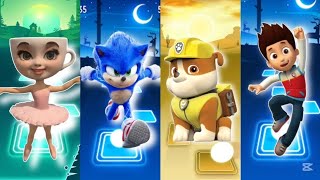 Help Ballerina Cappuccina  🆚️Sonik🆚️Paw patrol🆚️Payder Music batll#coffindance #tileshop #music