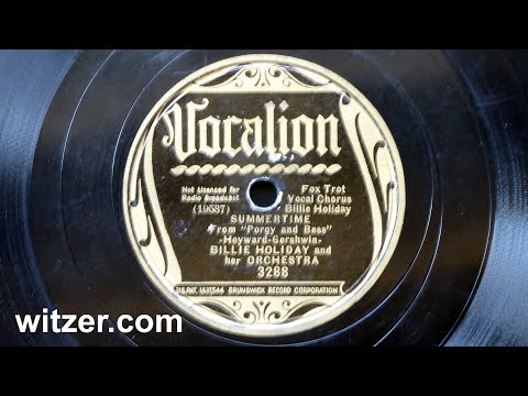 SUMMERTIME - BILLIE HOLIDAY (1936) on original Vocalion 78 RPM (Gershwin) Black History Month, jazz