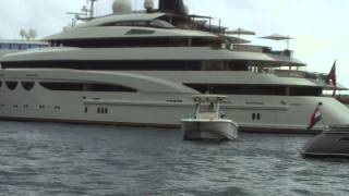 Quatroelle mega-yacht with EC-135 helicopter tender in migraine livery! monaco 2013