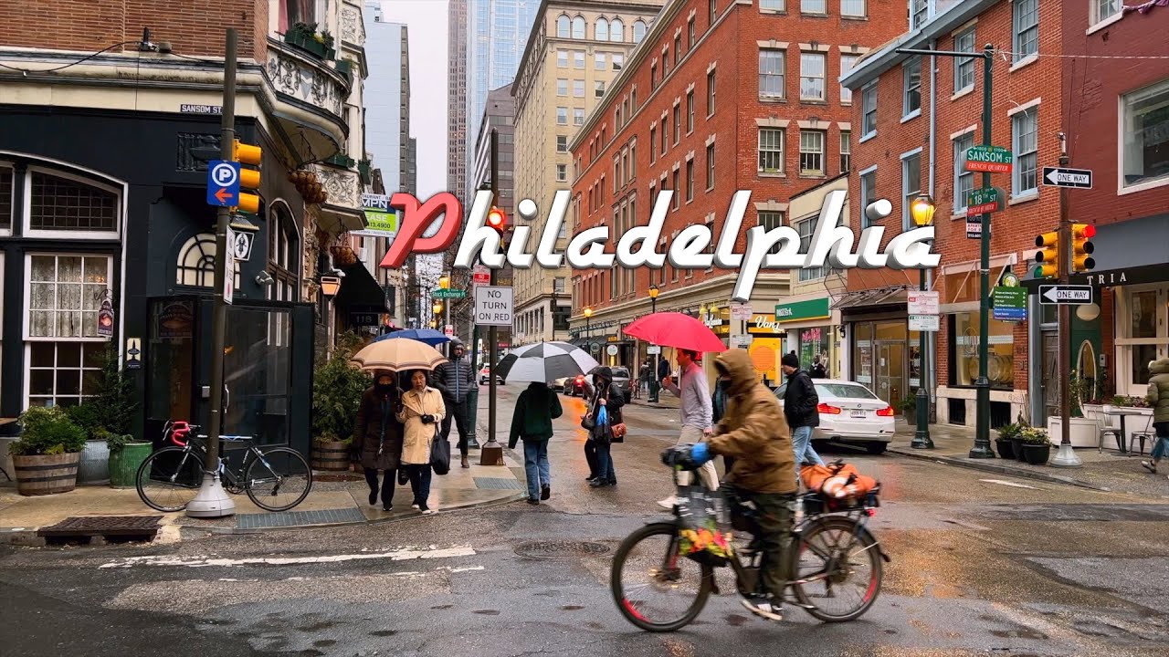 Immersive street-level walking tour through Philadelphia, PA, United States, showcasing authentic urban landscapes, local architecture, and the vibrant atmosphere of the city's neighborhoods