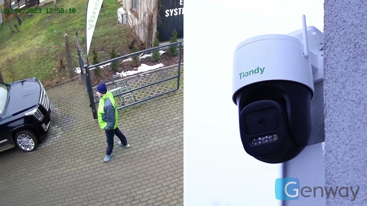 Test obrotowej kamery WiFi Tiandy TC-H334S, śledzenie i odstraszanie intruzów komendami po polsku