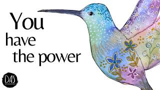 Watercolor like this and your mood will improve - Paint and doodle a colorful whimsical hummingbird