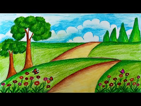 , title : 'How to draw Garden scenery step by step || Beautiful flowers Garden scenery Drawing'