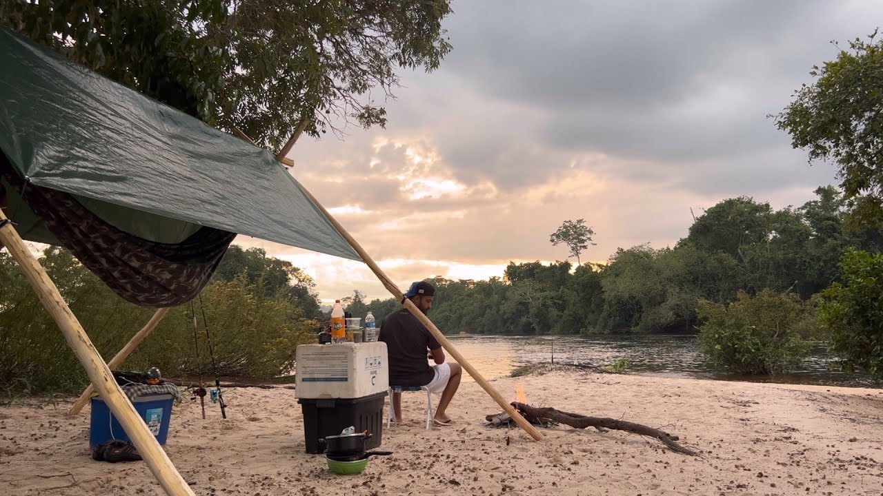 🏕️ACAMPEI SOZINHO EM UMA ILHA LUGAR MARAVILHOSO VERDADEIRO PARAÍSO.