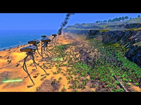 30,000 Alien Invasion vs  4,000 Modern Soldiers - Ultimate Epic Battle Simulator UEBS 4K