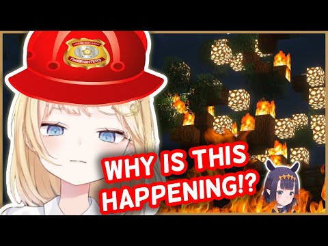 Kami Clips [HololiveEN Clips]  - Ame Desperately Tries To Save Ina's Minecraft House From Being Burned Down | HololiveEN Clips