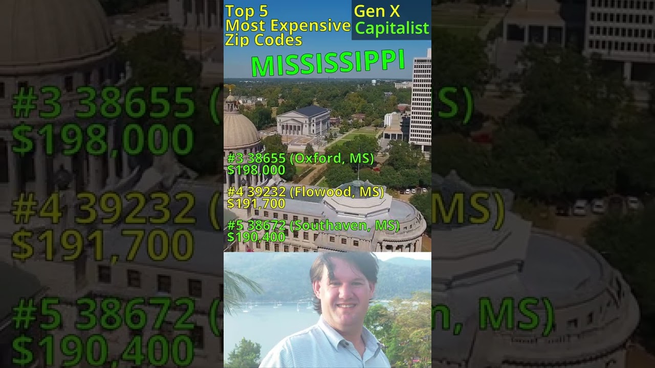 Top 5 Most Expensive MISSISSIPPI Home areas by zip code.