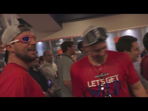 Washington Nationals locker room celebration after clinching Wild Card spot