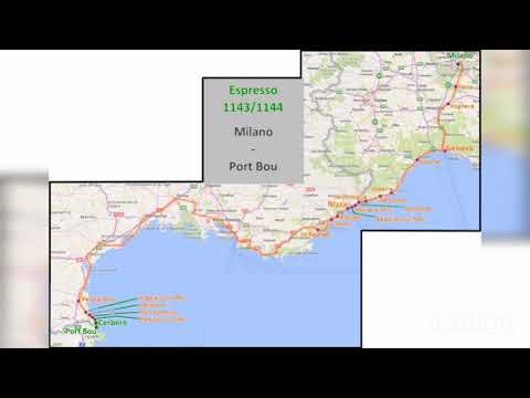 Annuncio del vecchio Treno Espresso 1144, da Milano Porta Garibaldi a Port Bou.