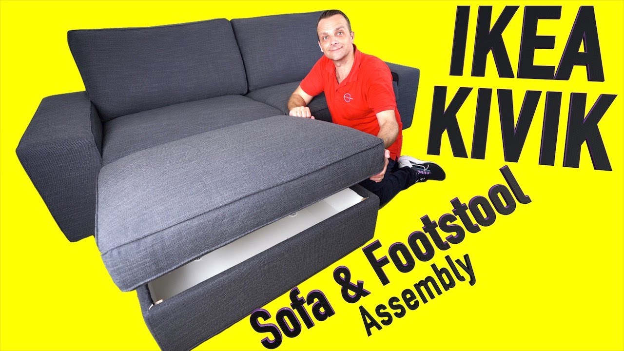 IKEA KIVIK Three seat sofa with IKEA KIVIK Footstool with storage Assembly instructions