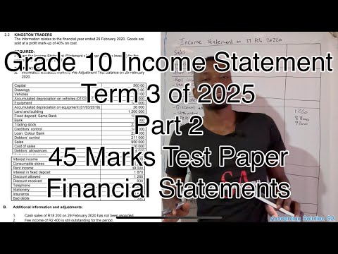 Grade 10 Accounting Term 3 | Income Statement Part 2 of 2025 