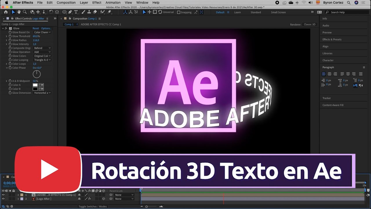 Rotación 3D de Texto en After Effects