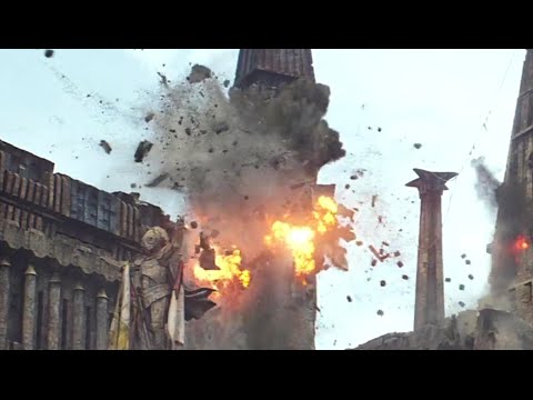 First Order TIE fighters demolish Takodana castle