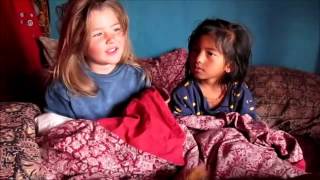 Sweedish girls Leya and Eva talking in Nepali