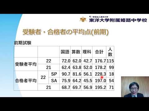 東洋大姫路中学校2022年度入試結果報告会｜入試概況および全体分析｜兵庫県姫路市の男女共学中高一貫校｜東洋大学附属姫路中学校