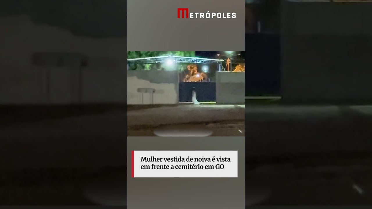 Mulher vestida de noiva é vista em frente a cemitério em GO
