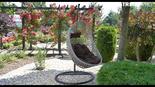 Kreslo MALUKU, max. 150 kg, PE rattan, hojdacie, záhradné, s vankúšom a poduškou