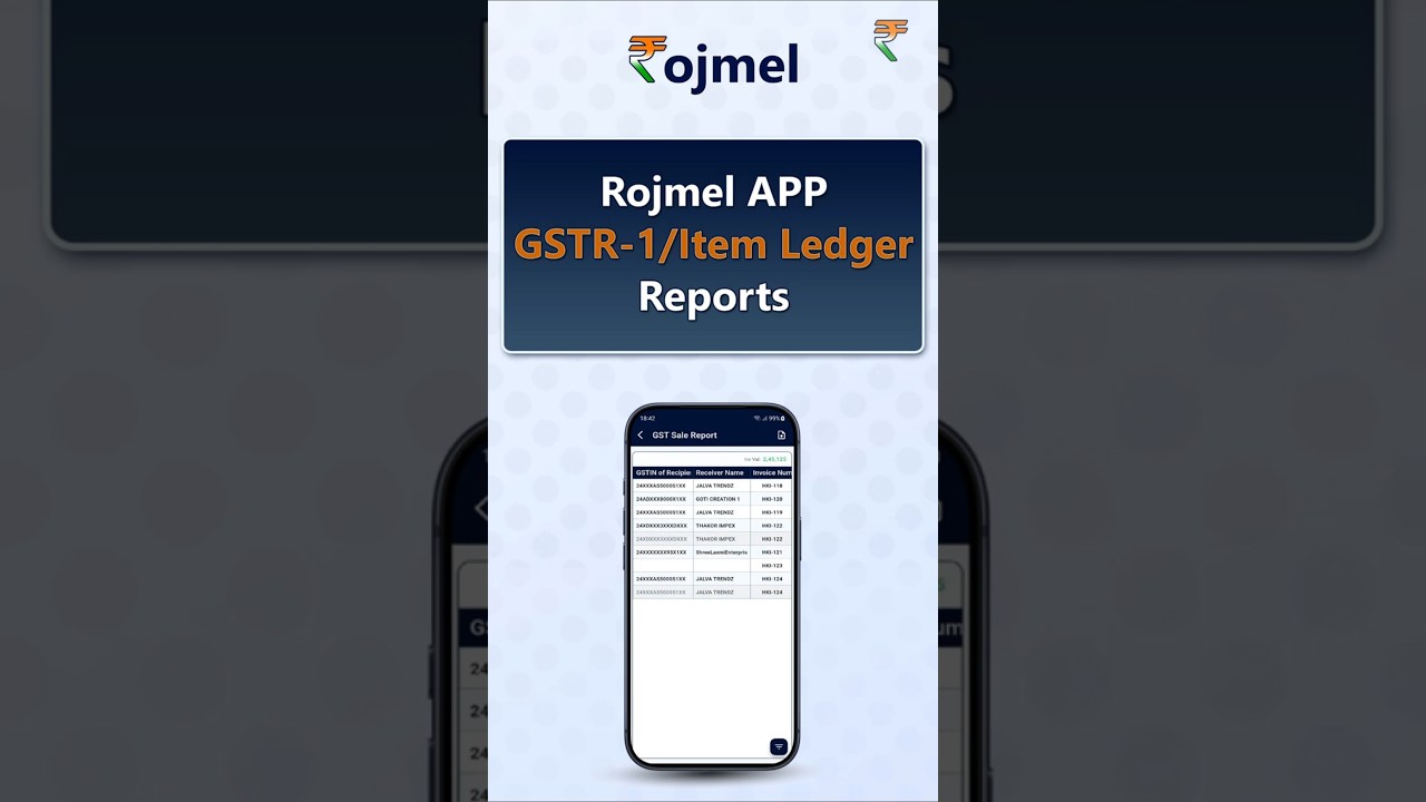 GSTR 1 and Item Ledger Report | Rojmel Invoice Billing App