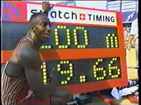 200m.1996 US Olympic Trials .Carl Lewis vs Michael Johnson