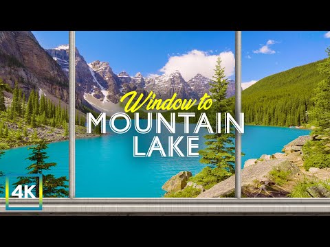 Incredible Window View to a Mountain Lake 4K - 8 HRS Nature Sounds for Inner Peace & Deep Relaxation
