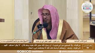 صورة 53 - كتاب التوحيد - باب قول اللهم اغفر لي إن شئت - الشيخ سعد بن شايم الحضيري