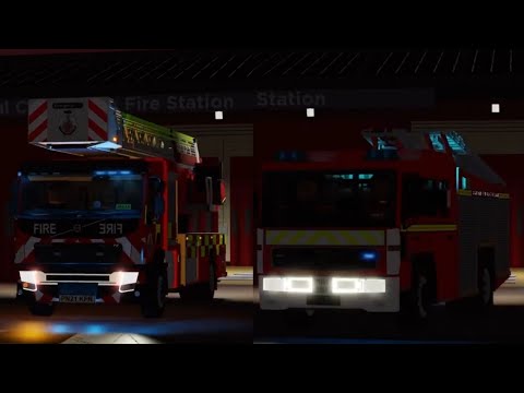 Retro Reserve Pump & 21 Plate Turntable Ladder Turnout From Manchester Central - GMFRS Roblox