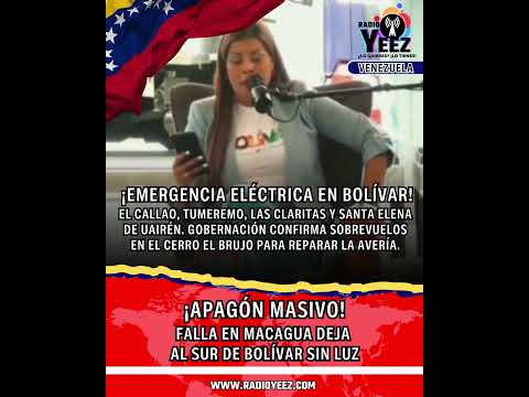 SUR DE BOLÍVAR A OSCURAS | FALLA EN MACAGUA AFECTA A LA FRONTERA.