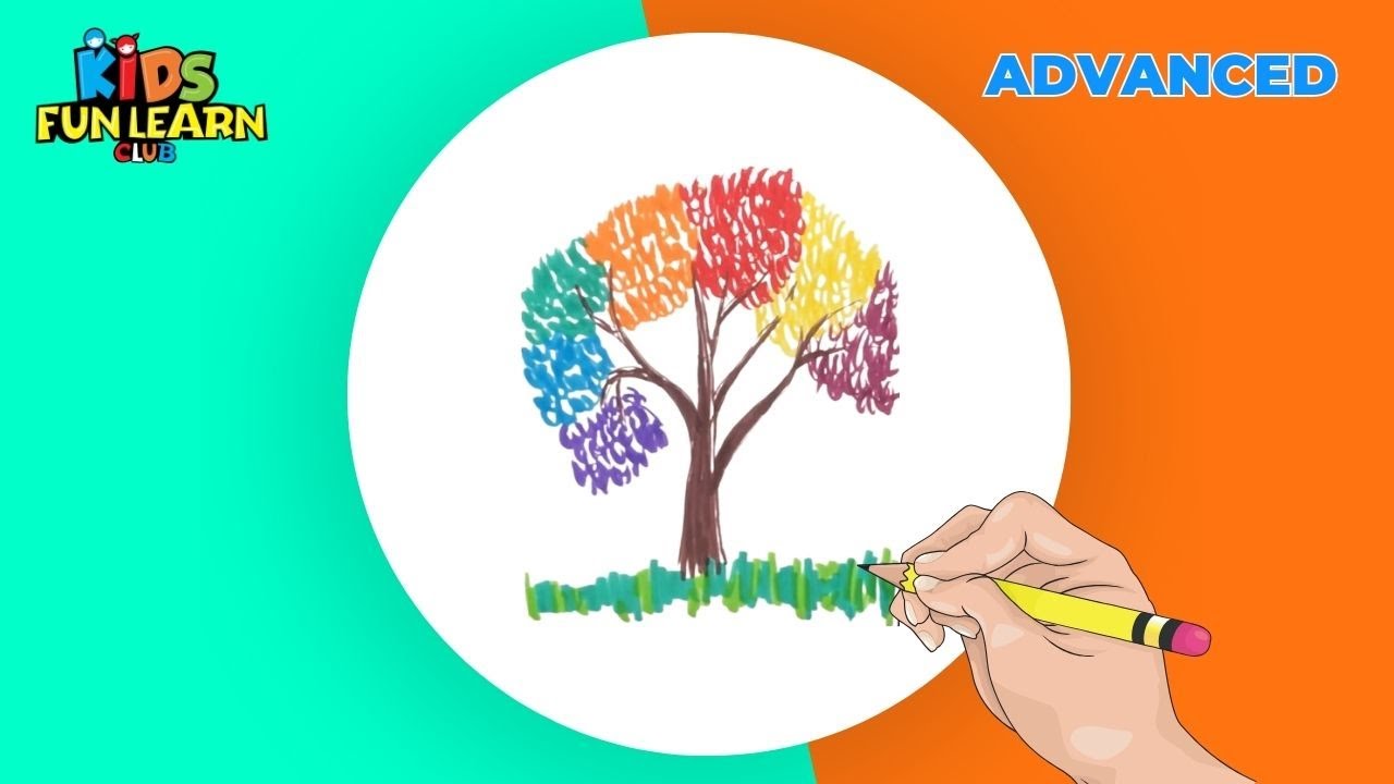 How to draw Colorful Tree for Kids