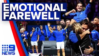 Roger Federer’s emotional final bow following defeat alongside Nadal | 9 News Australia