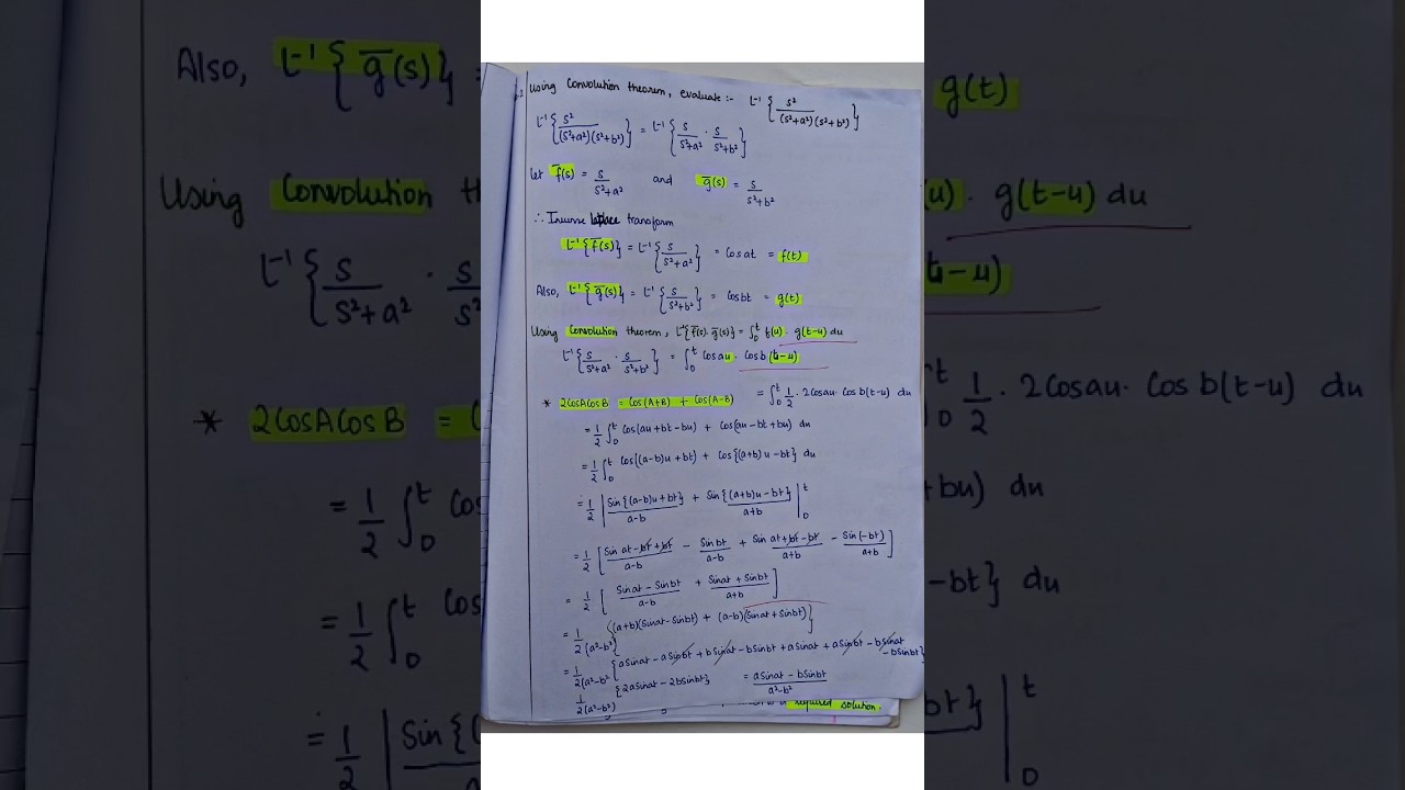 Convolution Theorem question- Laplace Transform Btech Advanced Applied Mathematics 🐌#education #aktu