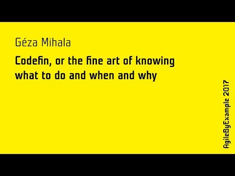 AgileByExample 2017: Geza Mihala - Codefin, or the fine art of knowing what to do and when and why