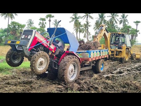 JCB 3DX Vs Massey Ferguson Tractor is stuck in mud | JCB Backhoe | Tractor videos / Swami Tractors
